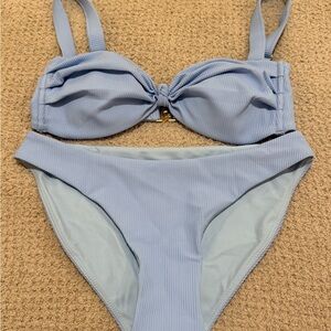 Lou Swim Light Blue Ribbed Bikini Set
